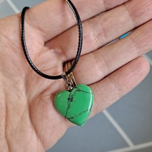 Green Gaspeite Gemstone Heart Necklace